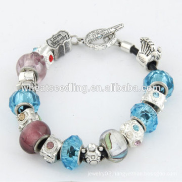 wholesale silver jewelry european style custom crystal bead bracelet